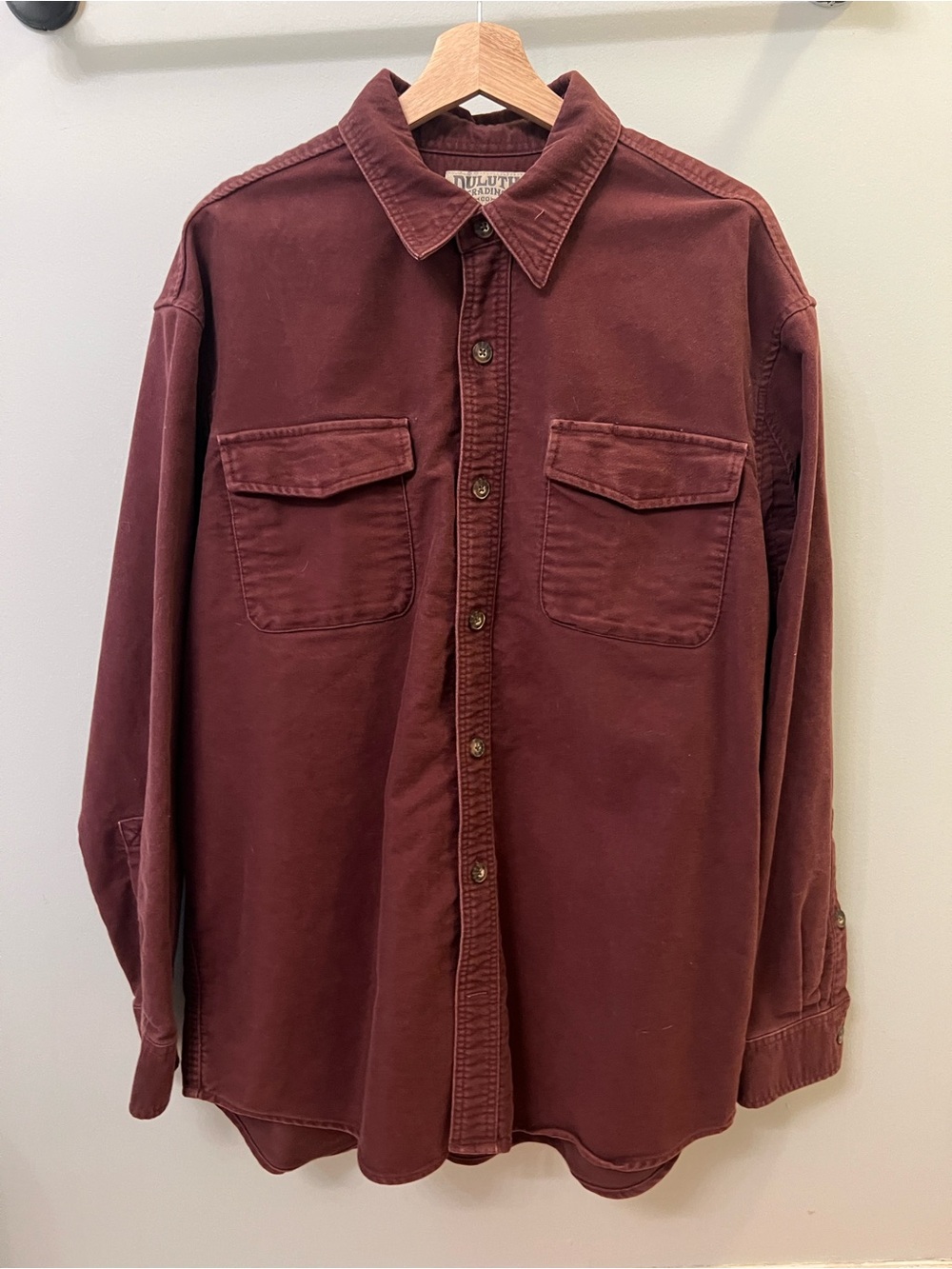 Duluth Trading Co. Burgundy Cotton Work Shirt Jacket